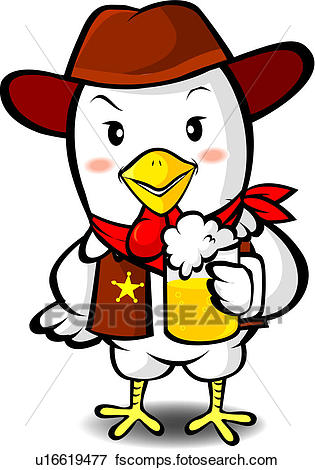 315x470 Stock Illustration Of A Chicken Sheriff With A Beer U16619477