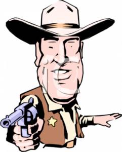 241x300 Cartoon Clipart Of A Sheriff Pointing A Revolver