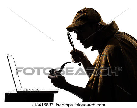 450x356 Stock Photo Of Sherlock Holmes Laptop Computer Silhouette