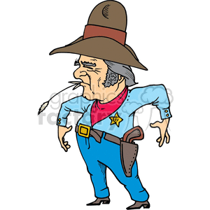 300x300 Royalty Free Cowboy Sheriff With Wheat In Mouth 372104 Vector Clip