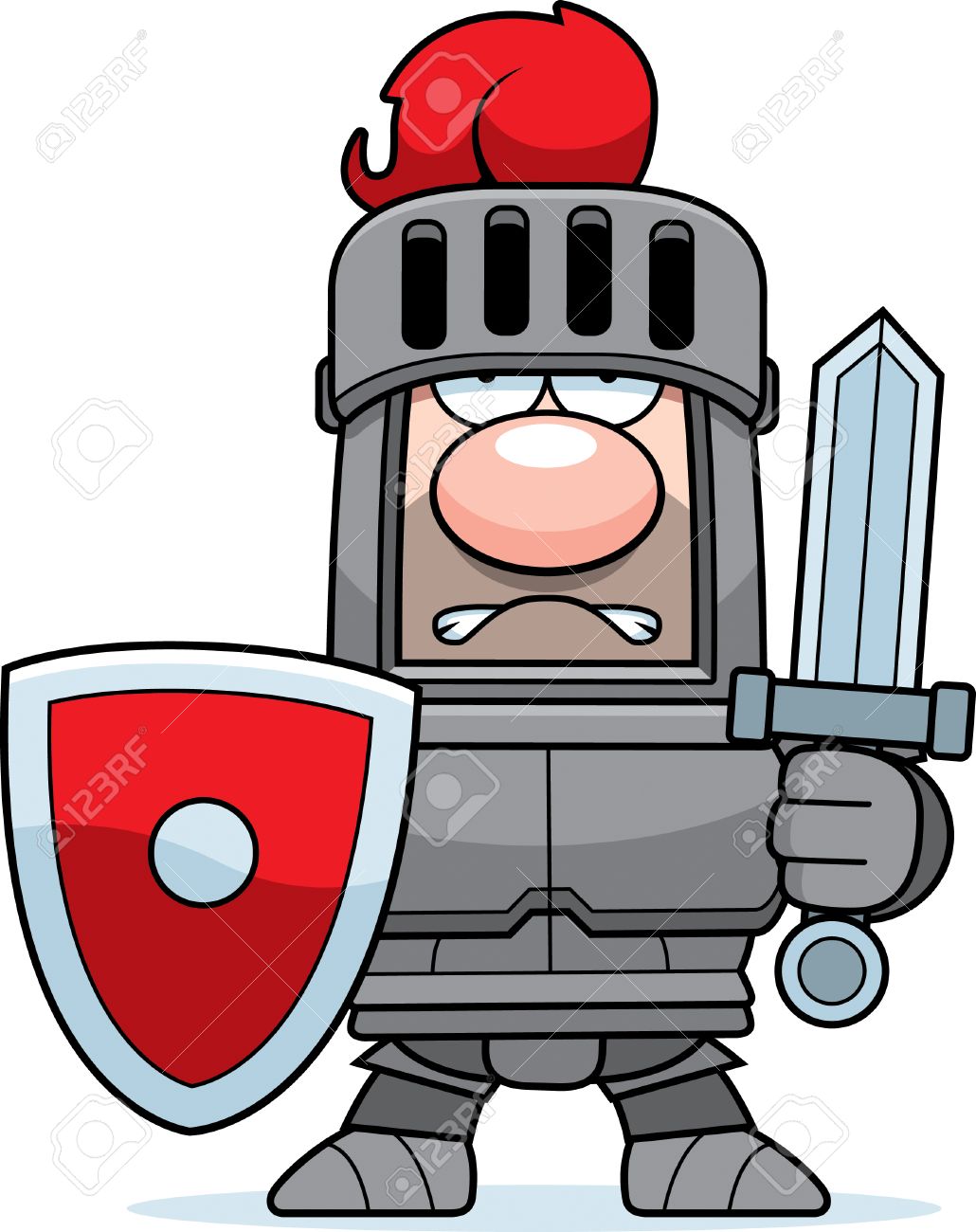 1030x1300 A Cartoon Knight In Armor With Sword And Shield. Royalty Free