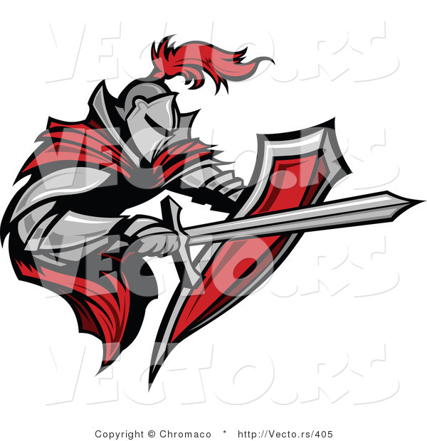 600x620 Vector Of A Tough Armored Knight With Shield Fighting With A Sword