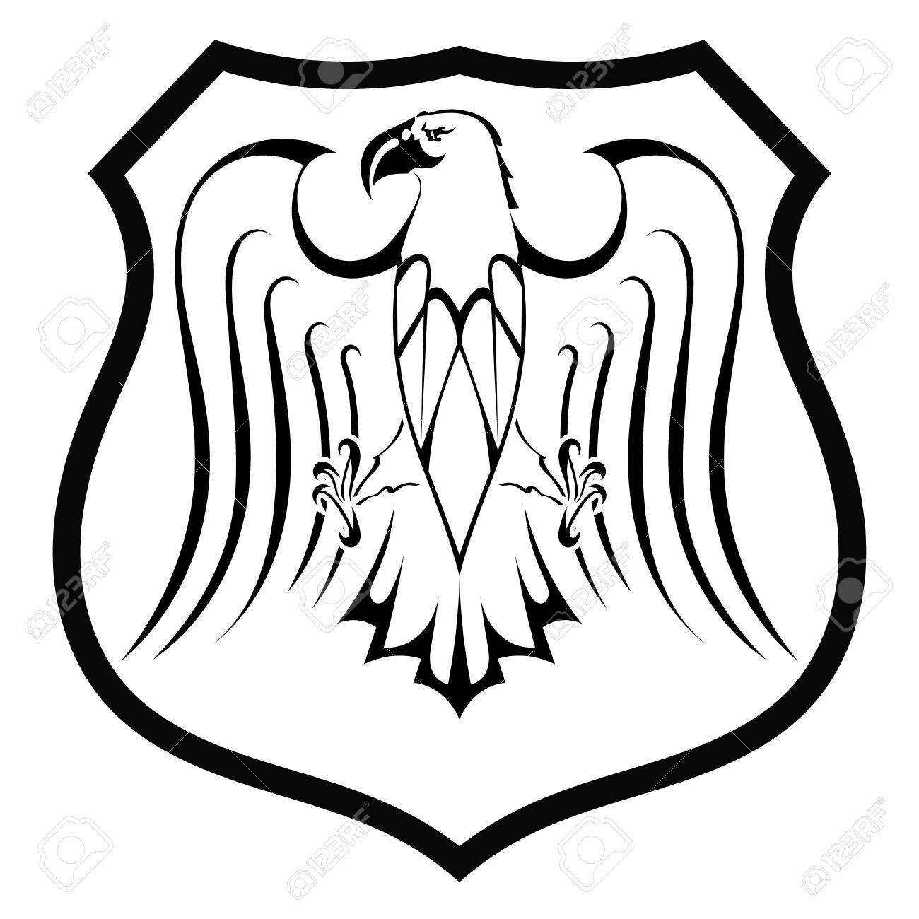1300x1300 Black Silhouette Of An Eagle In The Shield Royalty Free Cliparts