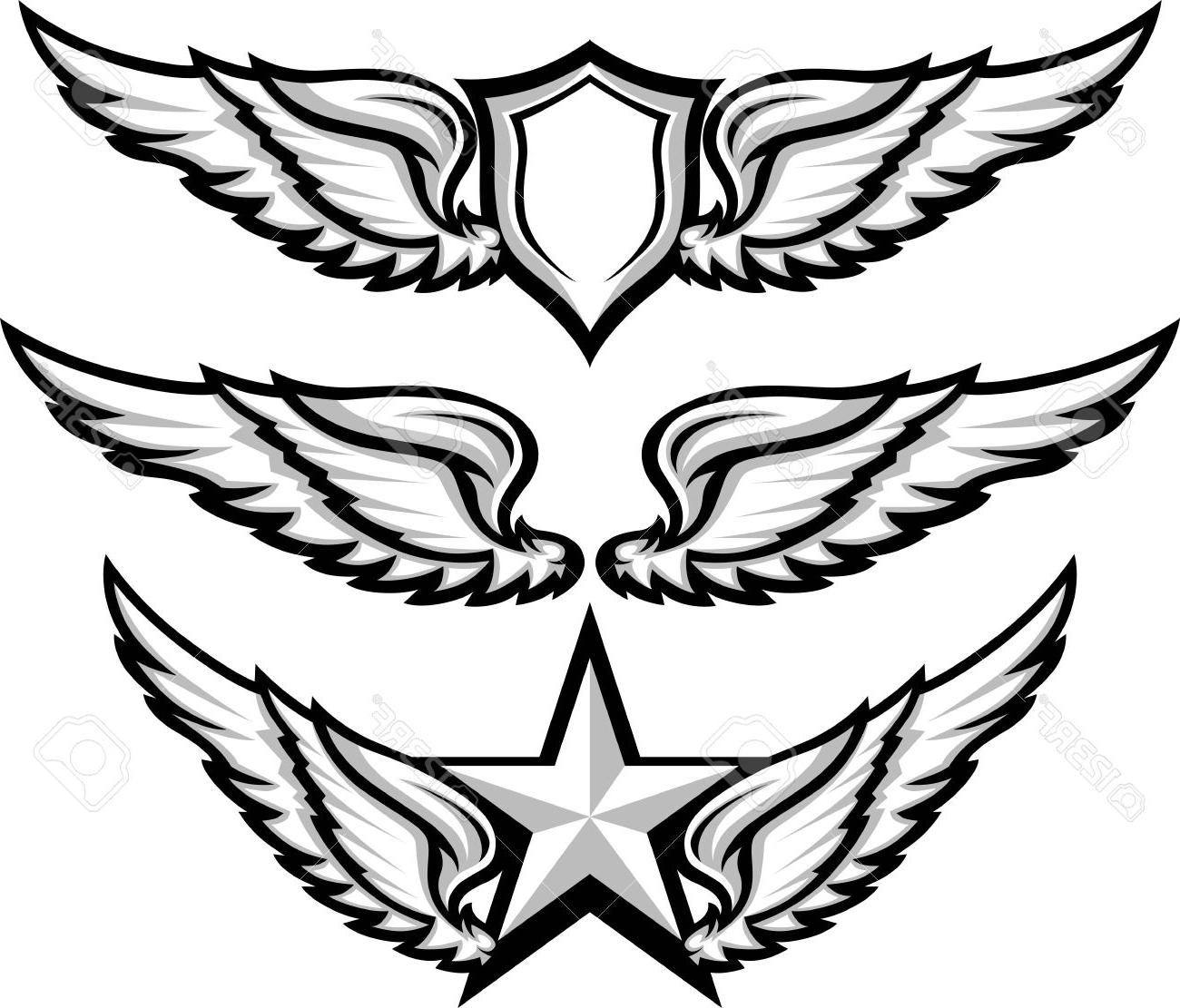 1300x1111 Best Free Shield And Wings Emblems Illustration Stock Vector Wing