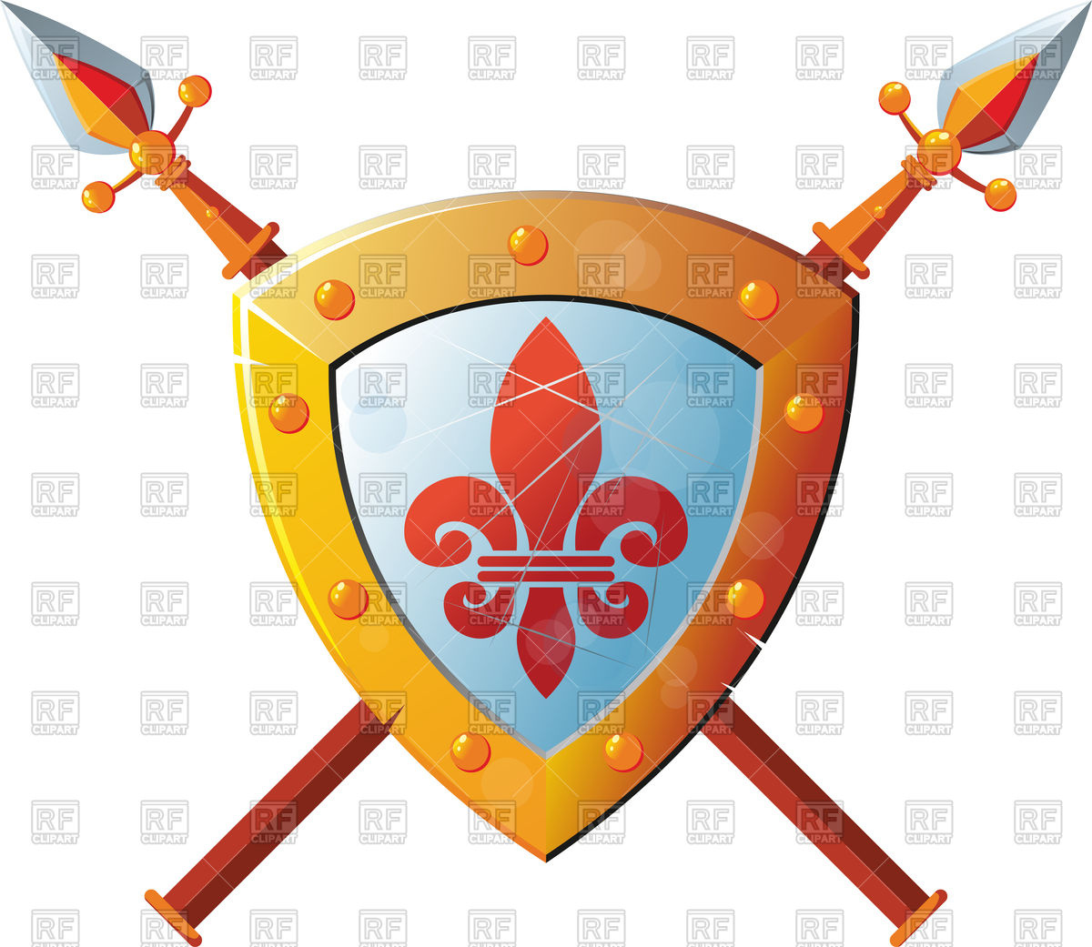 1200x1041 Beautiful Knight Shield With Two Crossed Spears Royalty Free