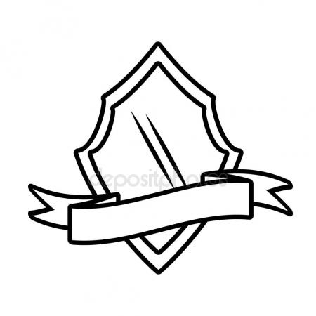 450x450 Shield Decorative Emblem And Ribbon Outline Empty Stock Vector