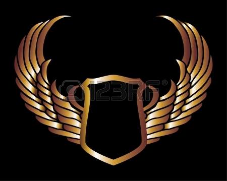 450x359 Metalic Gold Wings And Shield Vector Art Royalty Free Cliparts