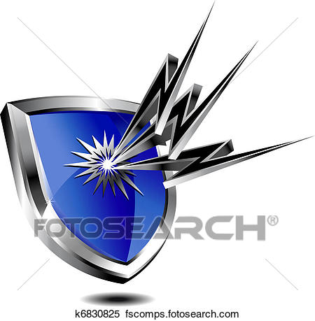 450x459 Clipart Of Shield Protection With By Lightning K6830825