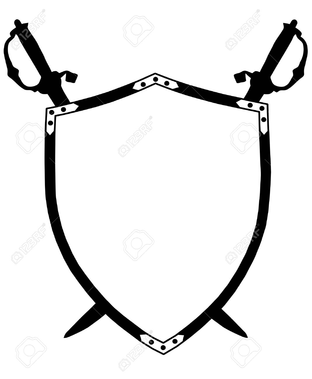 1069x1300 Isolated 16th Century War Shield With Crossed Swords Royalty Free