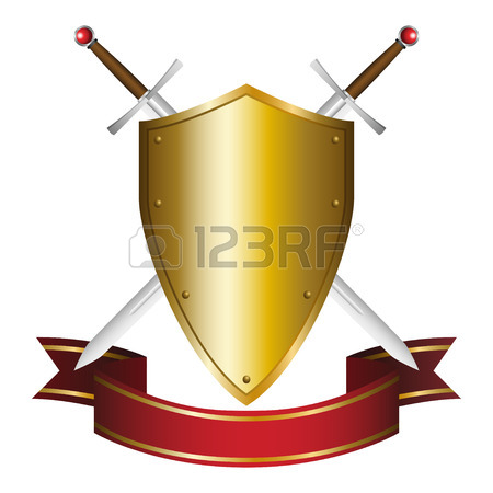 450x450 Illustration Of A Shield And Swords Emblem Royalty Free Cliparts