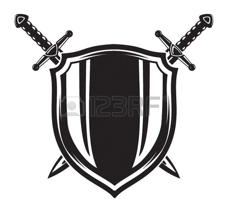 450x420 436 Crossed Swords With A Shield Stock Illustrations, Cliparts
