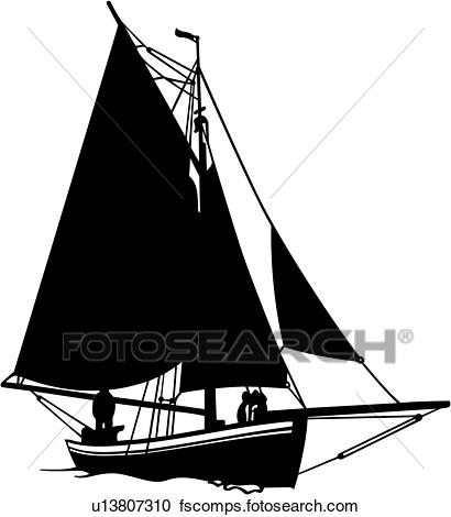 410x470 Clipart Of , Boat, Fishing, Sailboat, Sailing, Sport, Vessel, Ship