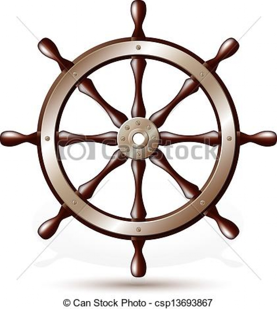917x1024 Clip Art Vector Of Steering Wheel For Ship Isolated On White