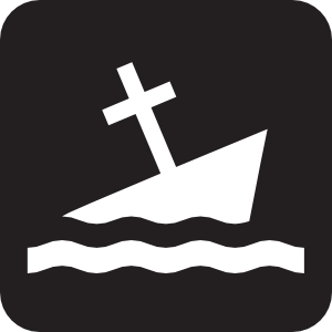 300x300 Partially Submerged Wreck Black Clip Art