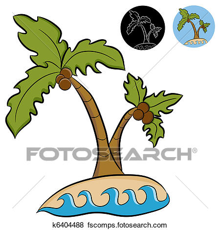 450x470 Clip Art Of Deserted Island Palm Trees K6404488