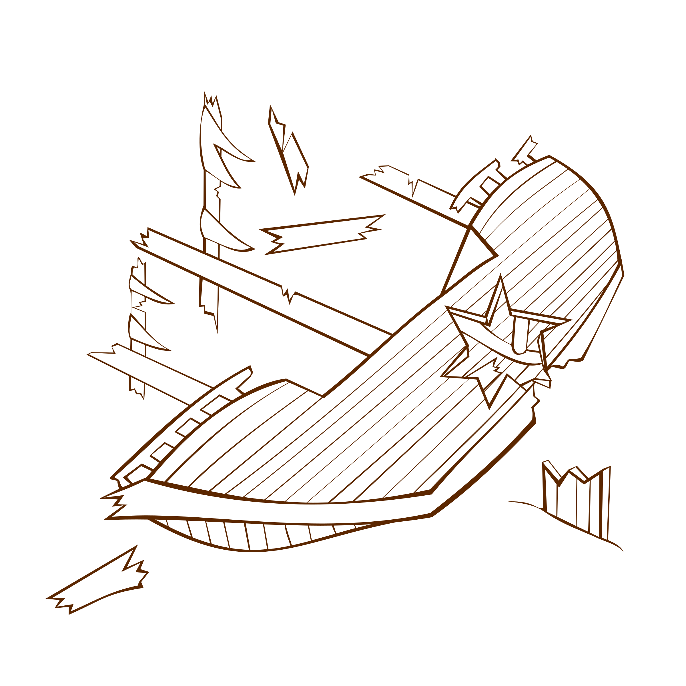 2400x2400 Black And White Shipwreck Clipart