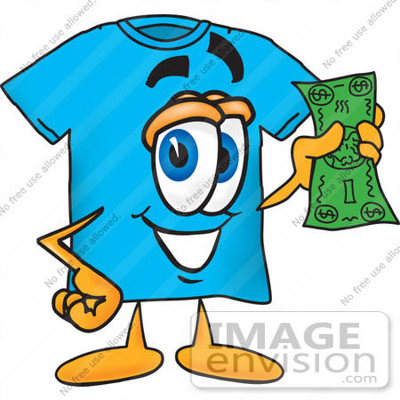 450x450 Clip Art Graphic Of A Blue Short Sleeved T Shirt Character Holding
