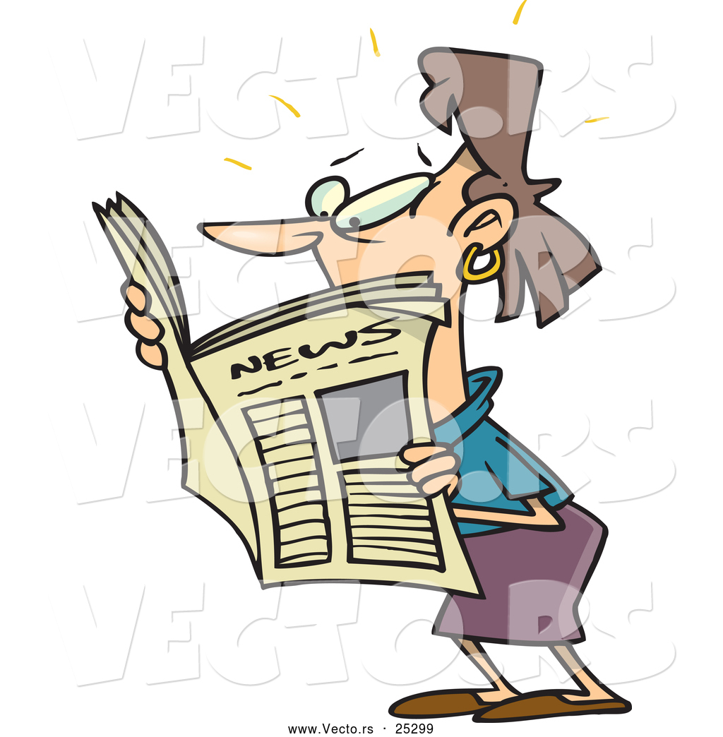 1024x1044 Vector Of A Shocked Cartoon Woman Reading Newspaper Article By