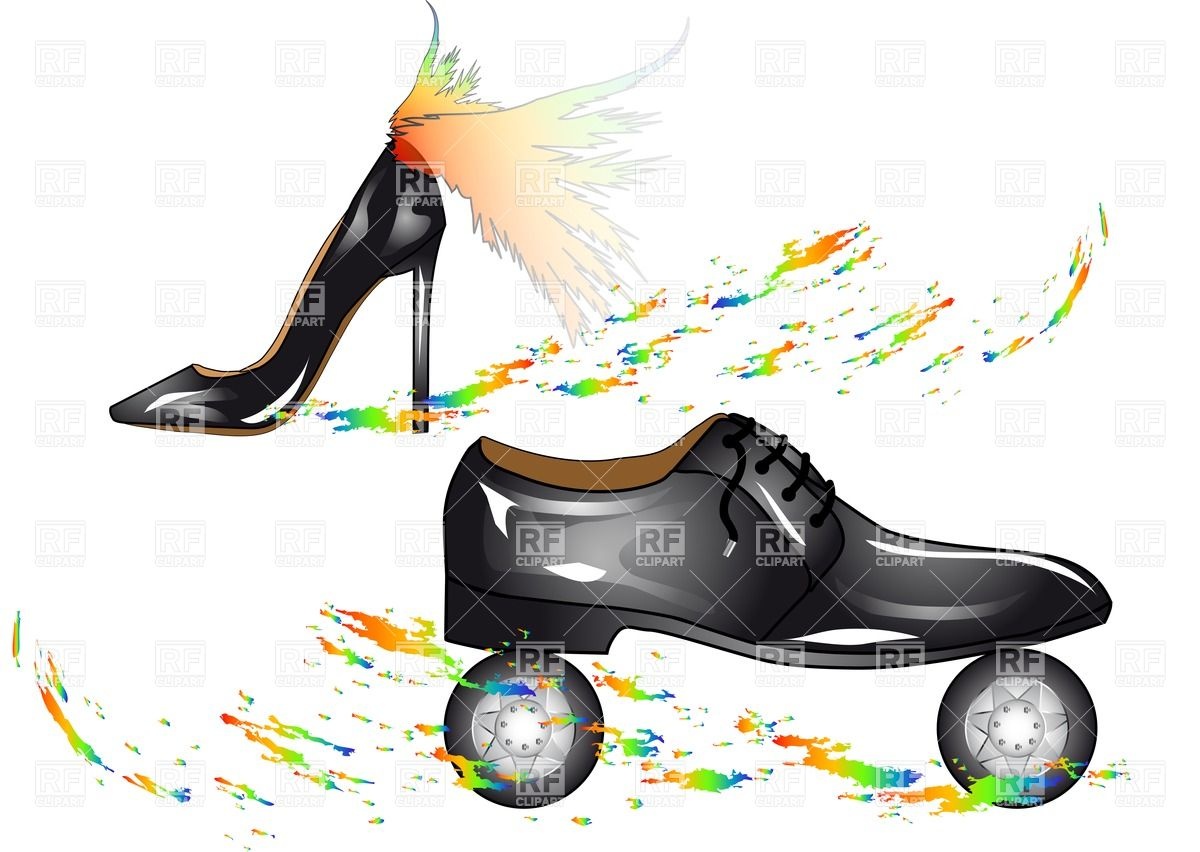1200x852 Humorous Fashion Shoes With Wings And On Wheels Royalty Free