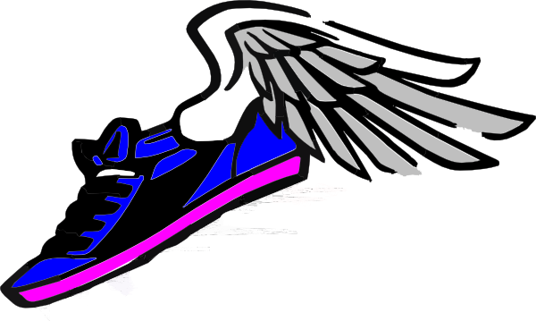 600x359 Running Shoe With Wings Blue Pink Clip Art