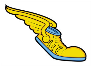 300x217 Tatto Mascot Retro Design Flying Shoe Royalty Free Stock Image