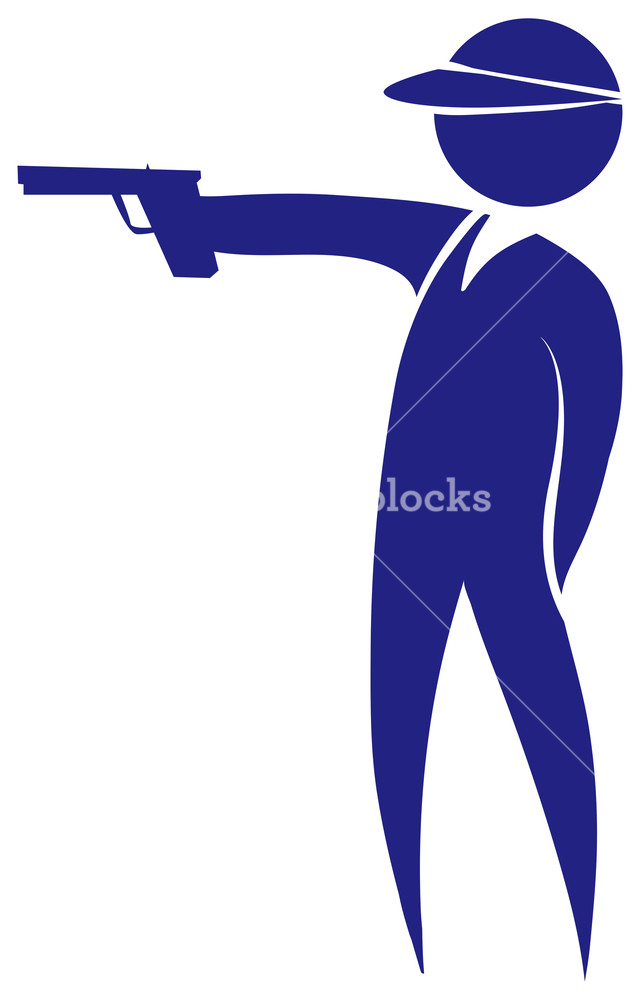 640x1000 Shooting Gun Icon In Blue Color Royalty Free Stock Image
