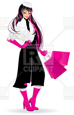 257x400 Glamorous Shopping Woman Royalty Free Vector Clip Art Image