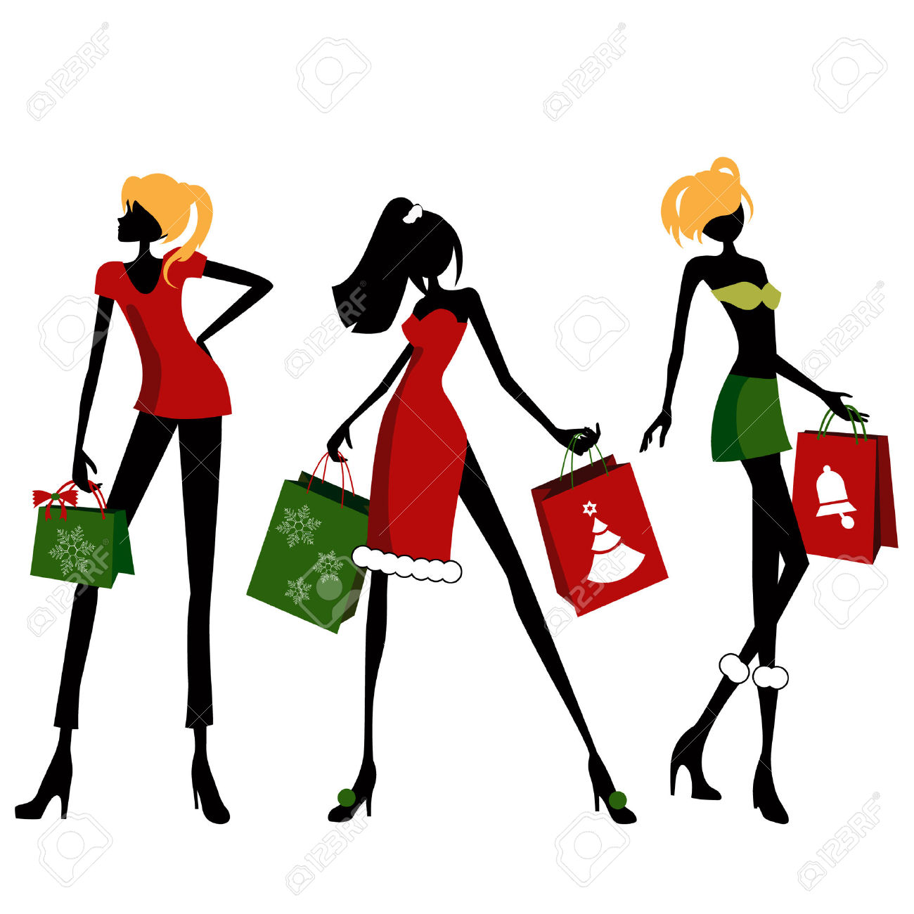1300x1300 Women Clipart Christmas Shopping
