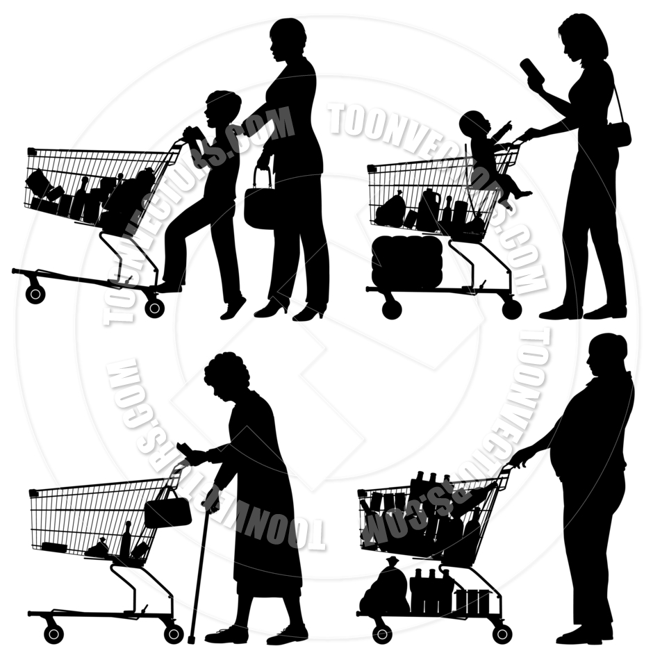 940x940 Supermarket Shoppers By Tawng Toon Vectors Eps