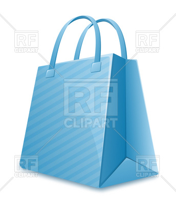 344x400 Blue Striped Shopping Bag Royalty Free Vector Clip Art Image