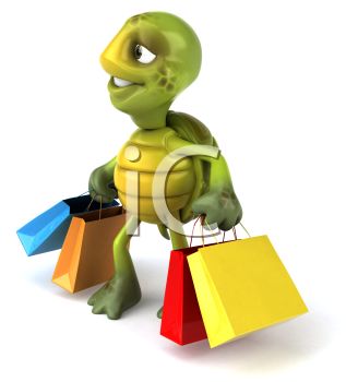 317x350 Picture Of Cartoon Turtle Carrying Colorful Shopping Bags In