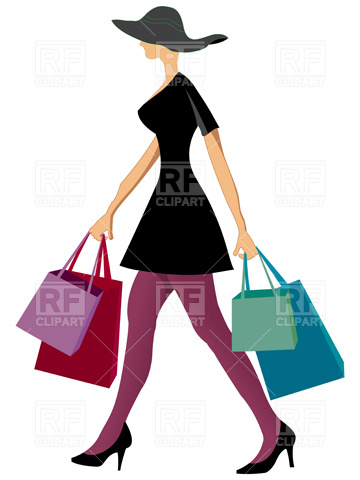 360x480 Woman With Shopping Bags Royalty Free Vector Clip Art Image