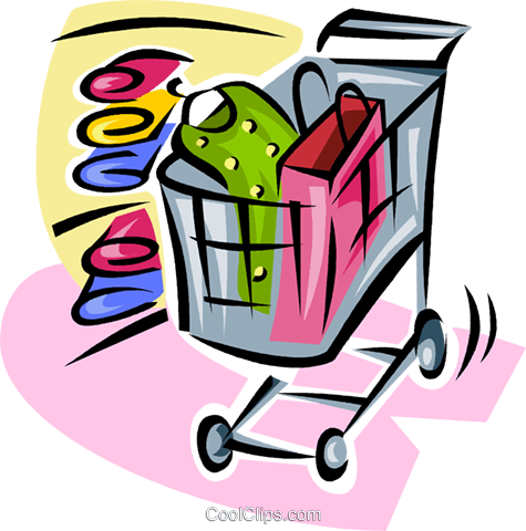 475x480 Shopping Cart With Clothing Items Royalty Free Vector Clip Art