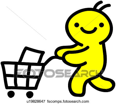 450x402 Clip Art Of Shopping Cart, Person, People, Grocery, Cart U19828647