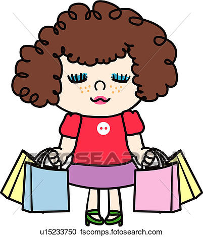 402x470 Clipart Of People, Permanenthair, Freckle, Shopping Bag, Holding