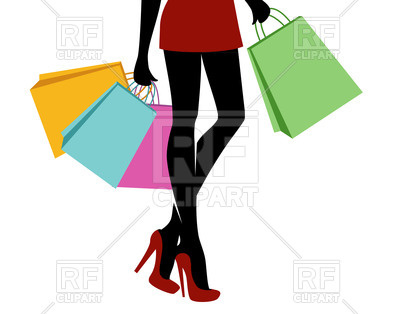 400x314 Shopping Girl With Bags Royalty Free Vector Clip Art Image