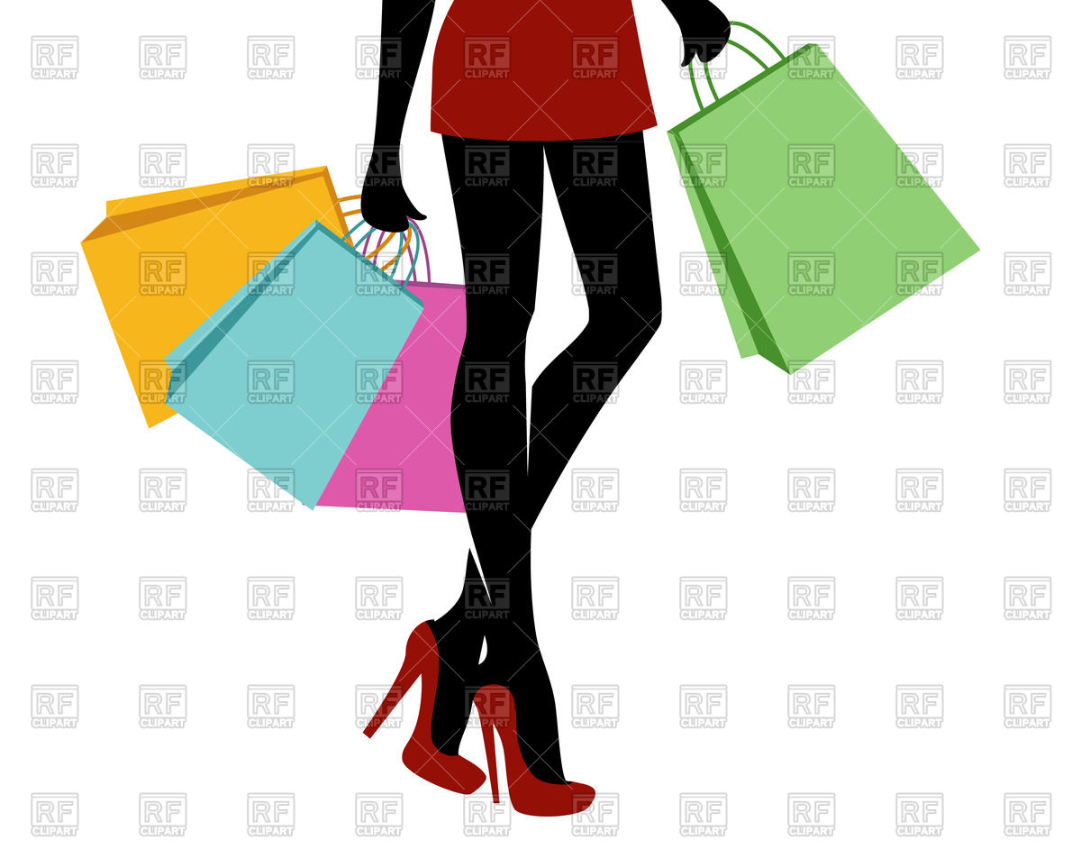 1200x942 Shopping Girl With Bags Royalty Free Vector Clip Art Image