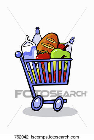 317x470 Clip Art Of A Cartoon Shopping Trolley Full Of Groceries 762042
