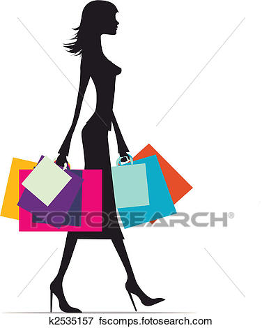 376x470 Clip Art Of Woman Shopping Silhouette K2535157