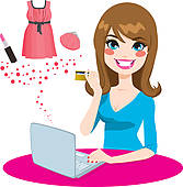 167x170 Clipart Of Online Shopping Girl K9400274
