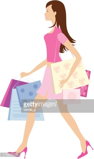 319x536 Girl With Shopping Bags Stock Vectors