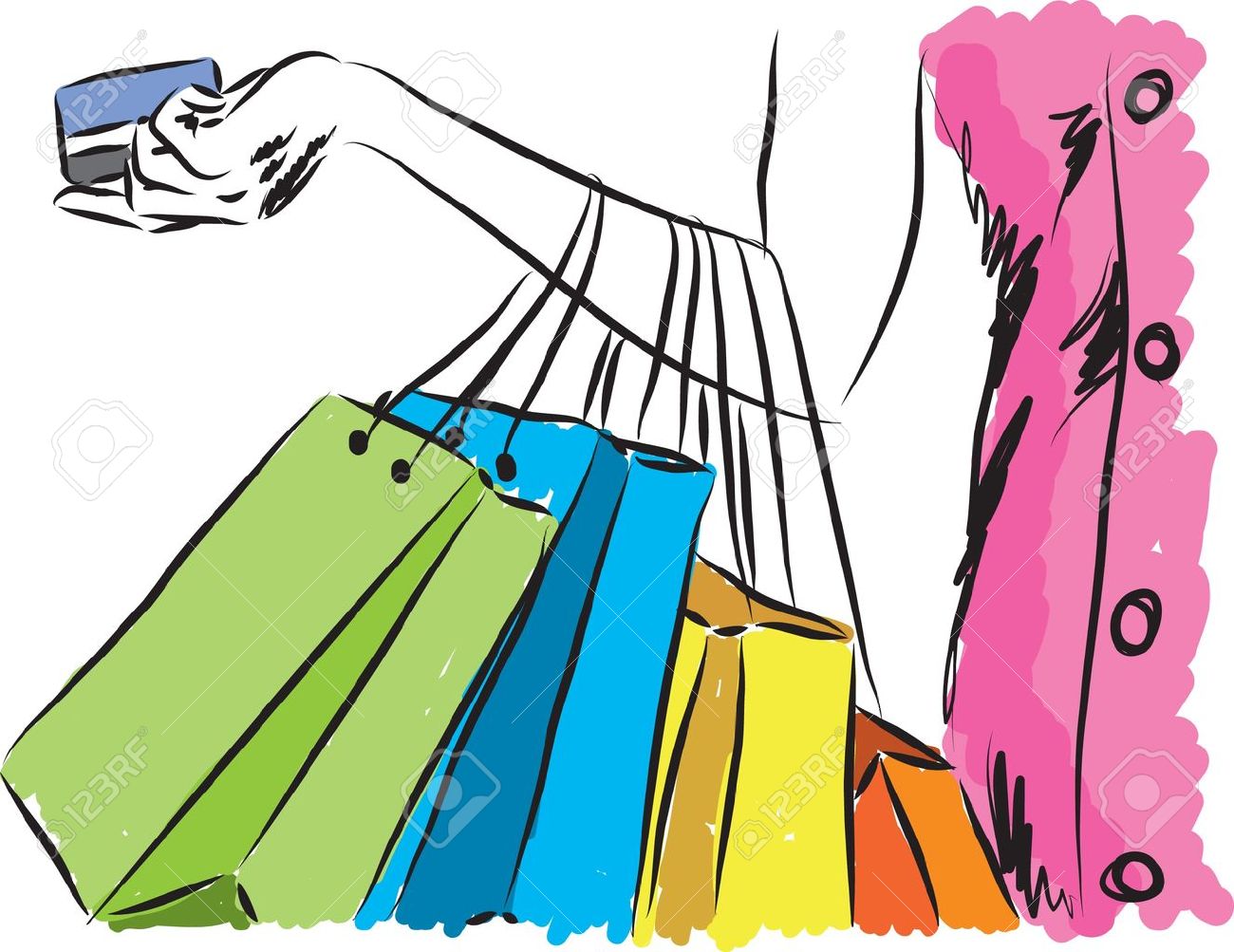 1300x1003 Shopping Girl With Credit Card Illustration Royalty Free Cliparts