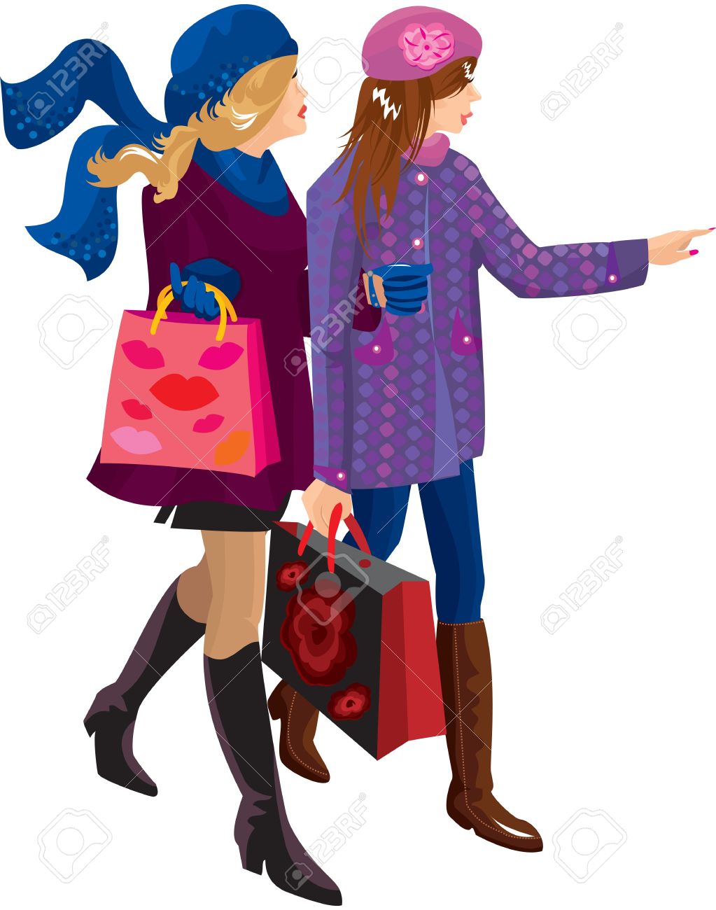 1023x1300 Two Girls Shopping Together Royalty Free Cliparts, Vectors,