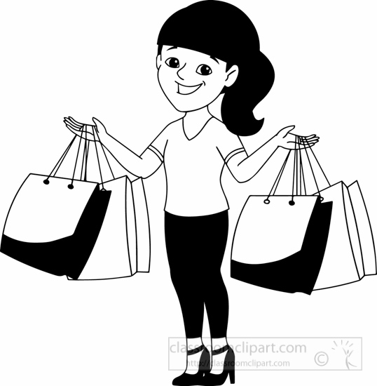 538x550 Black Amp White Clipart Shopping Bag