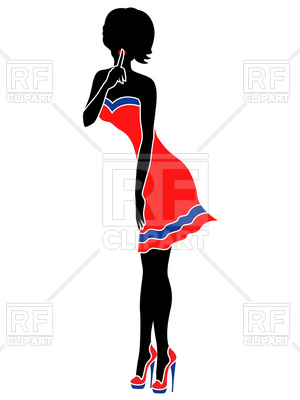 300x400 Abstract Slender Lady In Short Red Dress Royalty Free Vector Clip
