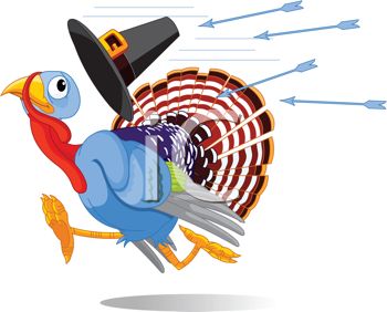 350x282 Picture Of A Scared Turkey Running Away From Arrows Being Shot
