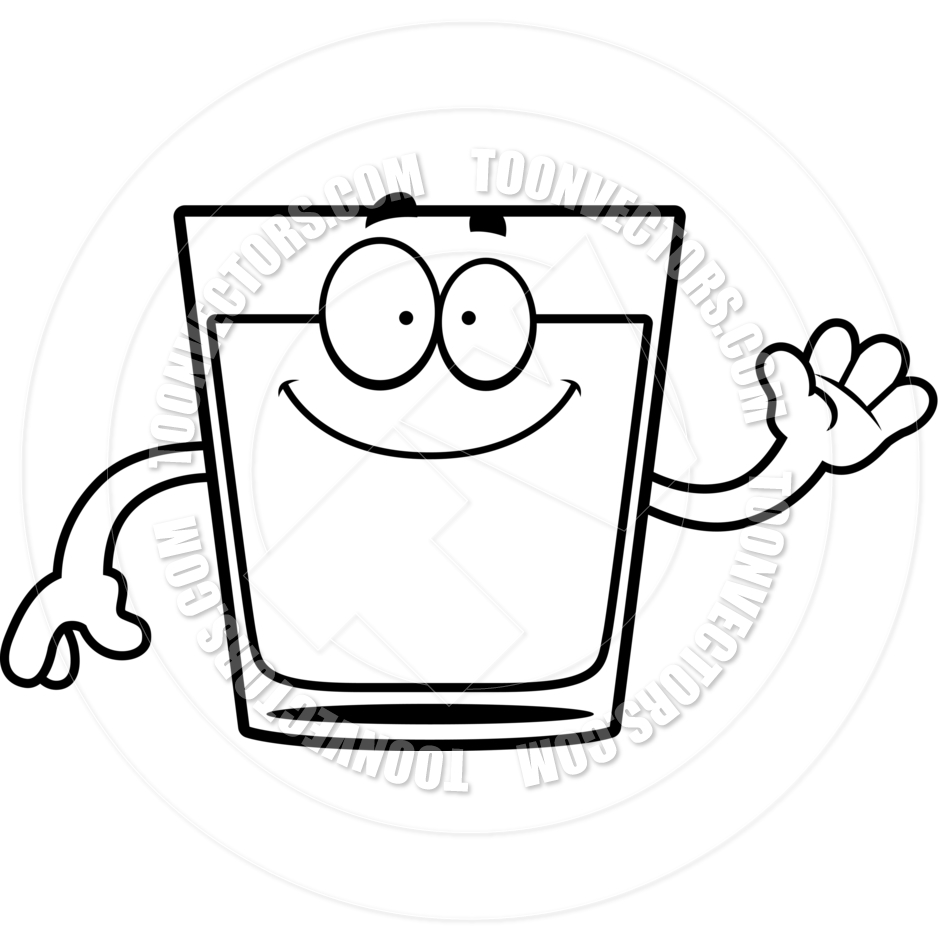 940x940 Cartoon Shot Of Whiskey Waving (Black And White Line Art) By Cory