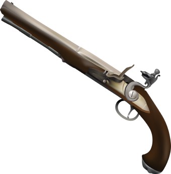 340x346 Flintlock Pistol Clip Art
