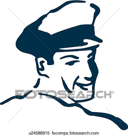 442x470 Clipart Of Retro Man Looking Over His Shoulder U24586915