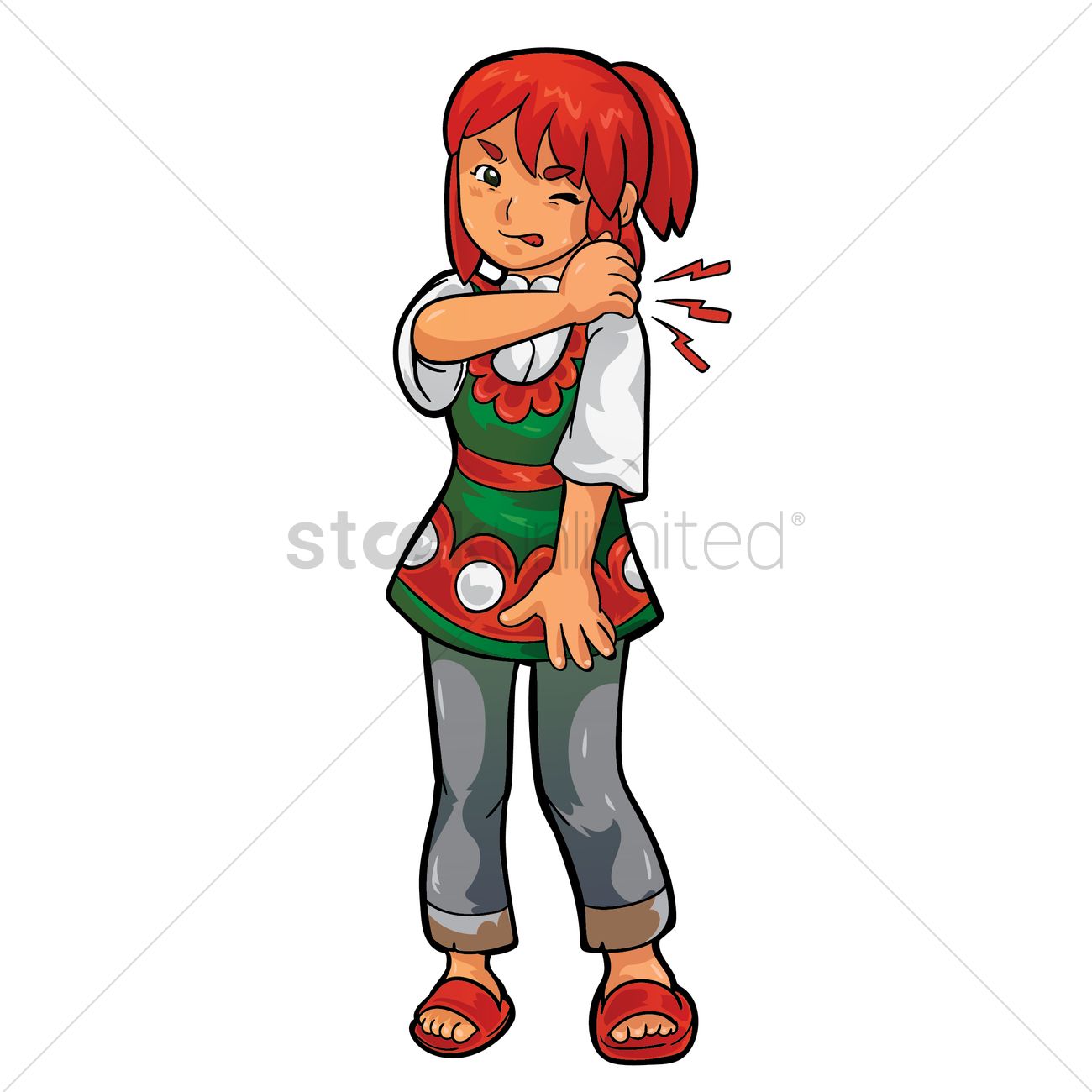 1300x1300 Girl Having Shoulder Pain Vector Image